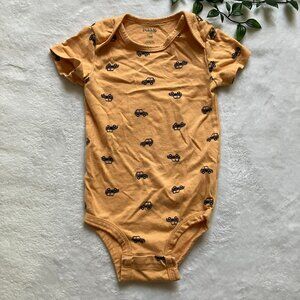 Pekkle 18M Toddler Mustard Yellow Vehicle Print Bodysuit GUC Baby Unisex